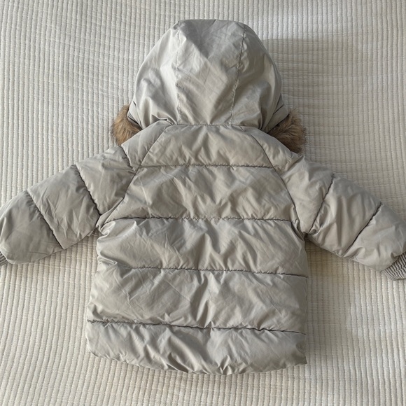 Zara Baby Gray Puffer Jacket with Faux Fur Trim Hood - Picture 11 of 14